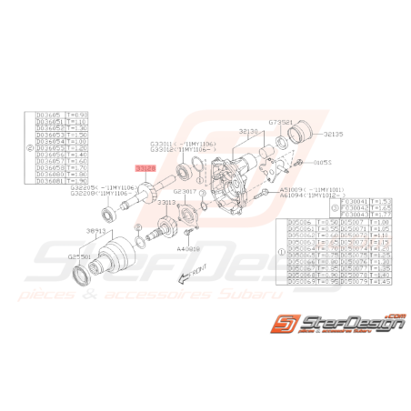 Pignon de renvoie boite de transfert Boite 5 Subaru WRX 06-10 / 2.0 R 0737391