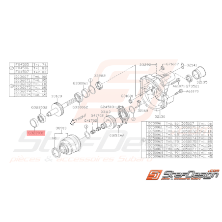 Roulement de boite de transfert boite 6 vitesses SUBARU STI 01-1837397