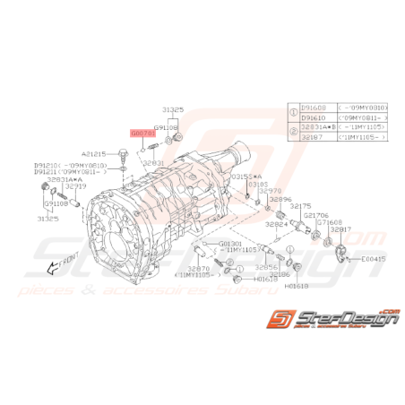 Bille de verrouillage axe boite de vitesses GT 98-00 WRX STI 01-14 FORESTER 05-0737458