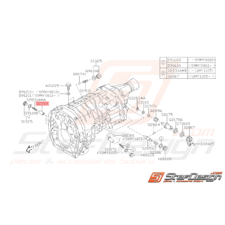 Axe de verrouillage boite 6 vitesses Origine Subaru STI 2001 - 201437467