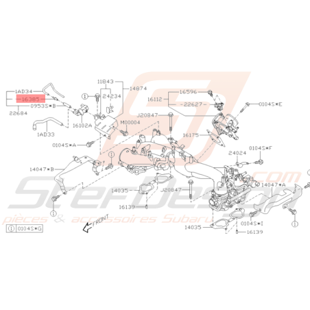 Connecteur durite solenoÏde SUBARU GT 93-00 WRX 01-10 STI 01-1937489