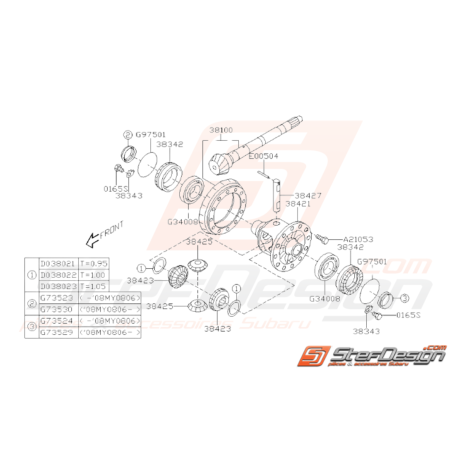 Schéma Différentiel de Boite Origine Subaru WRX 2008 - 201037514