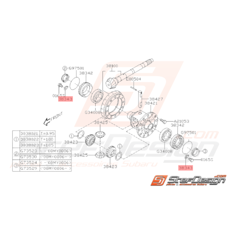 Plaque Retenue Différentiel Origine Subaru GT 93-00 WRX STI 01-1437516