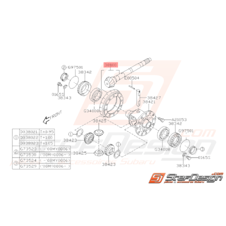 Couple Conique Avant Différentiel Origine Subaru WRX 2008 - 201037519