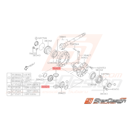 Pignon Différentiel Origine Subaru GT 93-00 WRX 01-10 STI 01-0237523