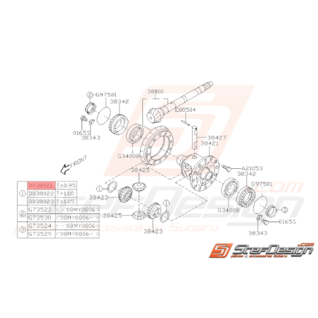 Rondelle Différentiel Origine Subaru GT 93-00 WRX 01-10 STI 01-0237527