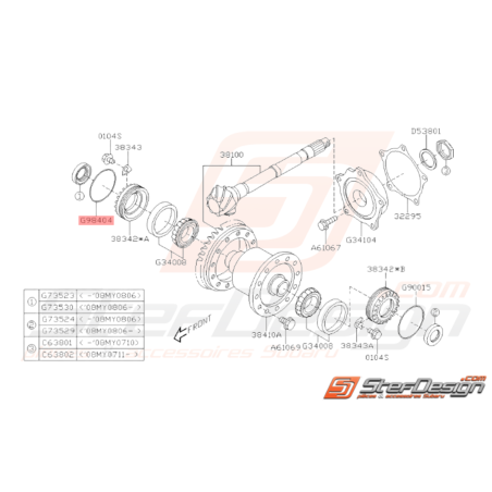 Joint torique différentiel droit origine SUBARU STI 01-1937533