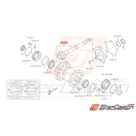 Couple conique Avant Différentiel Origine Subaru STI 2001 - 201437537