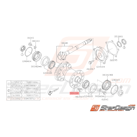 Différentiel Avant origine Subaru STI 07/2004 - 2014 Avec DCCD37538