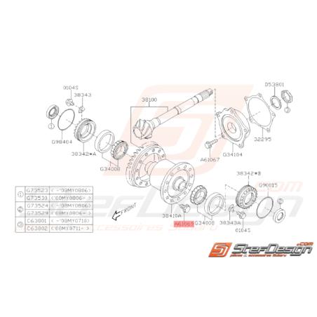 Vis de différentiel avant Origine SUBARU STI 2001 - 201437539