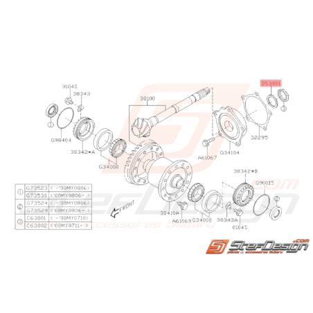 Rondelle blocage différentiel Subaru Impreza STI 2001 - 201437544