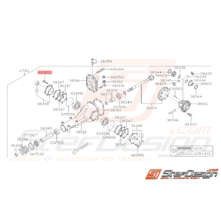 Vis fixation de roulement différentiel arrière Subaru GT 93-00 WRX 01-10 STI 03-1437550