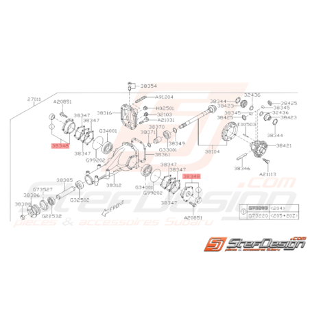 Fixation roulement différentiel arrière Subaru GT 93 - 00 WRX STI 01-1437551