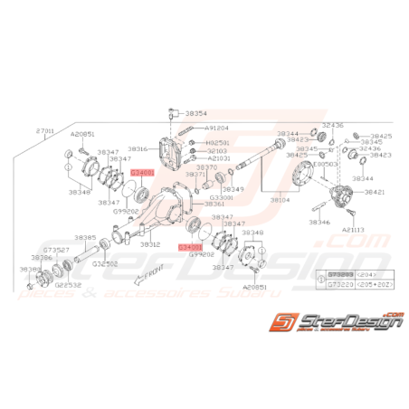 Roulement a rouleaux de pont  GT 1993-2000 WRX STI 2001-201837553