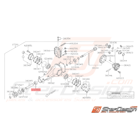 Roulement rouleaux différentiel arrière GT 93-00 WRX STI 01-1437555