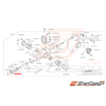 Roulement de pont arrière Origine Subaru GT 93-00 WRX STI 01-1437557