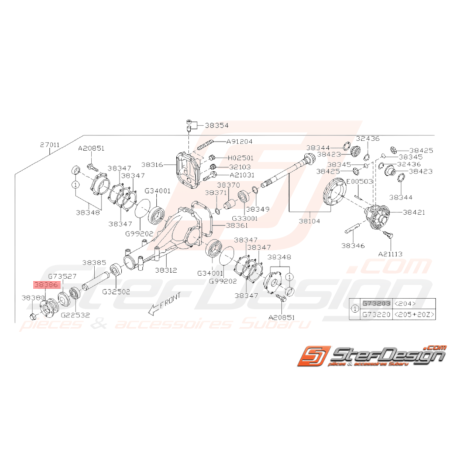 Flasque Pont Arrière R160 Subaru GT 93-00 WRX 01-11 STI 01-05 S.DCCD37559