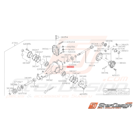 Joint carter de pont Origine Subaru GT 1993 - 2000 WRX 2001 - 201037561