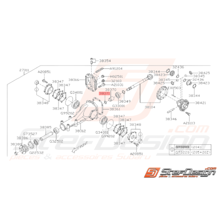 Entretoise Différentiel Arrière Origine Subaru GT 93-00 WRX STI 01-1437562