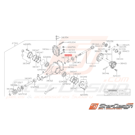 Collier de Différentiel Arrière Origine Subaru GT 93-00 WRX 01-1037563