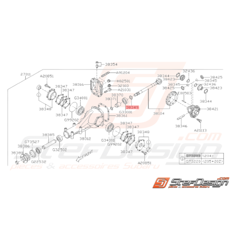 Entretoise de Différentiel Arrière Origine Subaru GT 93-00 WRX 01-1037565