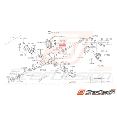 Vis fixation couvercle pont arrière SUBARU GT 93-00 WRX 01-10 STI 01-0737566