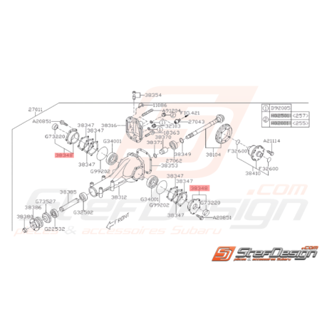 Fixation roulement différentiel arrière Subaru GT 93 - 00 WRX STI 01-1437590