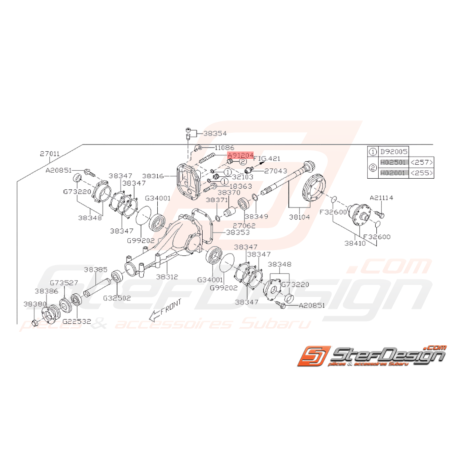 Goujon de fixation de différentiel arrière GT 93-00 WRX 01-11 STI 08-1437608