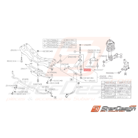 Rotule suspension origine Subaru GT 1993 - 2000 WRX STI 2001 - 201937643