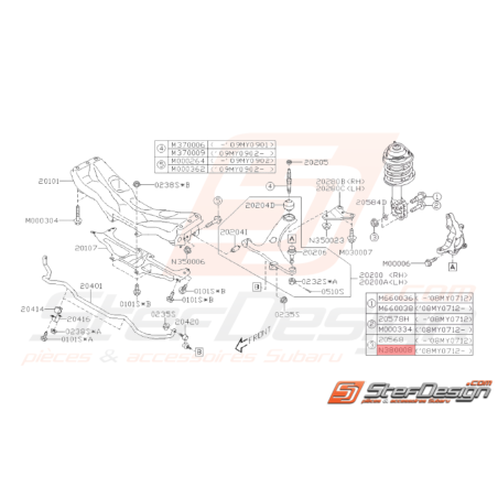 Écrou de fixation d'amortisseur avant SUBARU WRX STI 13/07/08 - 14 BRZ GT8637652