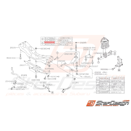 Vis de triangle Origine Subaru WRX STI 2004 - 01/09/200937653