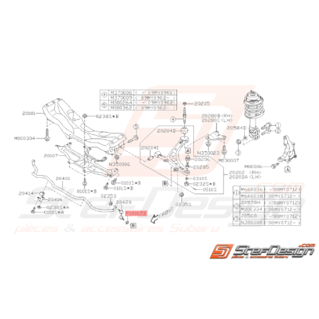 Rondelle de tirants arrières Origine Subaru WRX 02/02 - 07 STI 02/02 - 1437655