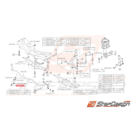 Vis de fixation Origine Subaru GT WRX STI BRZ37674