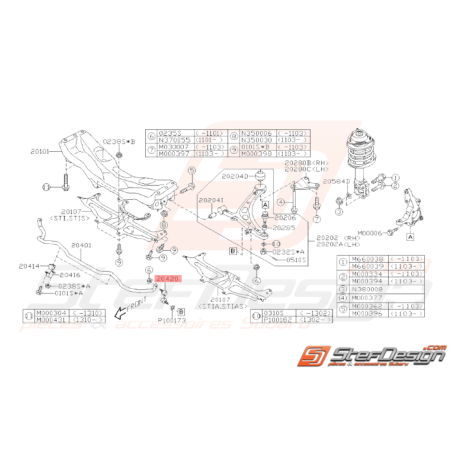 Links avant de barre stabilisatrice avant WRX STI 01-14 LEGACY 200337675