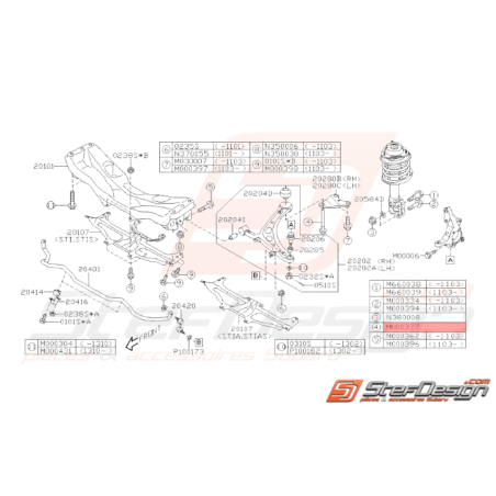 Vis de fixation de triangle Origine Subaru STI 2011 - 201437694