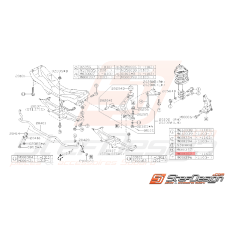 Vis de triangle avant SUBARU WRX STI 02/09/2009 - 03/201137696