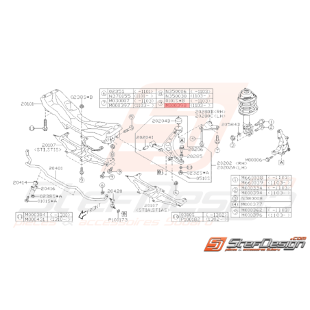 Vis Collerette Origine Subaru STI 04/2011 - 201437704