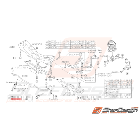 Vis de berceau avant Origine Subaru STI 11/2013 - 2014 BRZ 10/2013 - 08/201637709