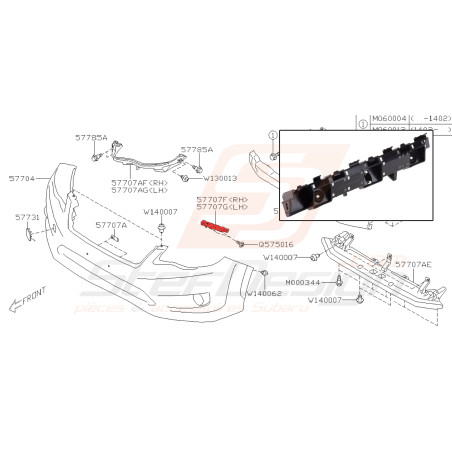 Support de pare-choc avant pour subaru XV 2014 EJ20B37740