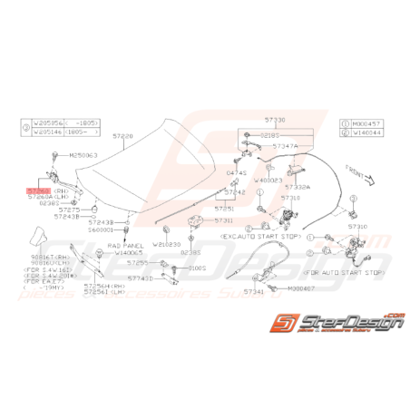 Charnière de Capot Moteur Origine Subaru Impreza 2018 1.6 L37742