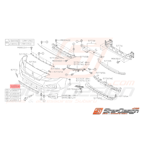 Grille de Pare-Chocs Avant Origine Subaru Impreza 2018 1.6L37759