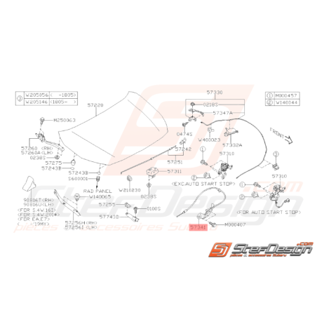 Levier de Déverrouillage Capot Origine Subaru Impreza 2018 1.6L37774