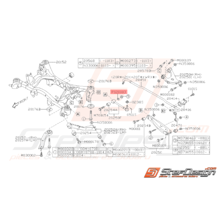Rondelle de réglage train arrière Origine Subaru WRX STI 08-14 BRZ 13-19 / Subaru 08 Diesel37828
