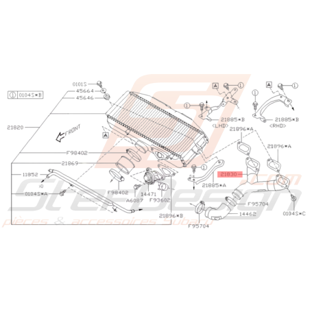 Conduit d'échangeur Origine Subaru STI 2006 - 201937897