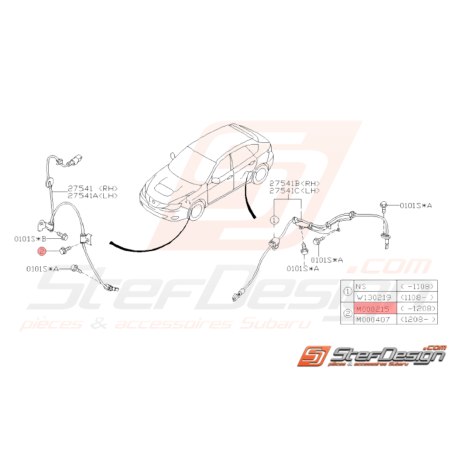 Vis Capteur ABS Avant Origine Subaru GT 08/98 - 00 WRX STI 01 - 08/1238021