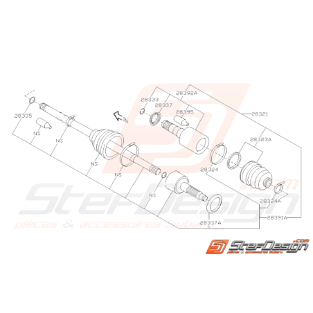 Schéma de Cardan Avant Origine Subaru WRX 2008 - 201038028