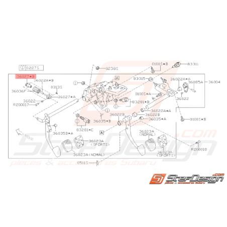 Tige de Pédale Origine Subaru GT 1998-2000 WRX STI 2001-2014 BRZ 2013-201938248