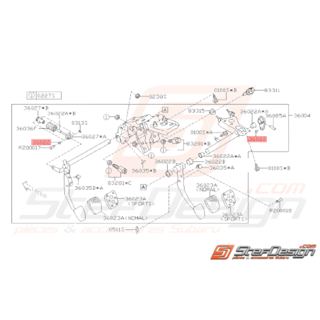 Manchon de pédalier Origine SUBARU GT 98-00 WRX STI 01-14 BRZ 13-1938252