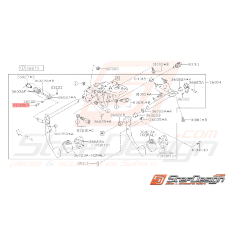 Goupille de pédale d'embrayage SUBARU GT 98-00 WRX STI 01-14 BRZ 13-1938254