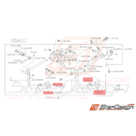 Pédale aluminium frein et embrayage Origine Subaru WRX STI 01-14 BRZ Manuel 13-1938257